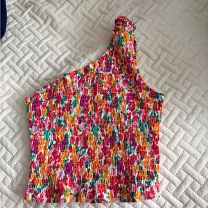 Vibrant Multicolor One-Shoulder Crop Top